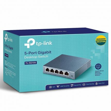 SWITCH TP-LINK TL-SG105 5 PUERTOS RJ45 DE 10/100/1000M CON QOS (TL-SG105)