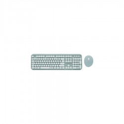 KIT DE TECLADO Y MOUSE INALAMBRICO GRIS VINTAGE (AC-923194) RETRO USB 2.4 GHZ 