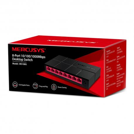 SWITCH DE ESCRITORIO MERCUSYS 8 PUERTOS 10 100 1000 MBPS (MS108G)