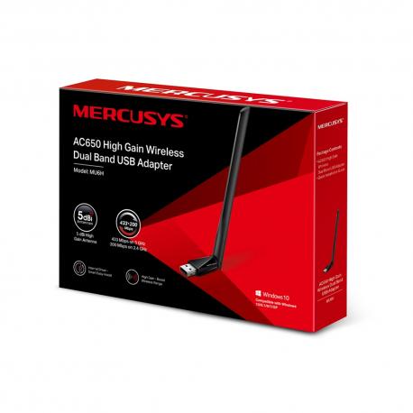 ADAPTADOR WI-FI AC650 MERCUSYS ELEVADOR DE GANANCIA WIRELESS DUAL BAND USB (MU6H)