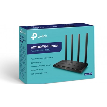 ROUTER WI-FI TP-LINK 4 ANT AC1900 MU MIMO DUAL BAN (ARCHER C80)