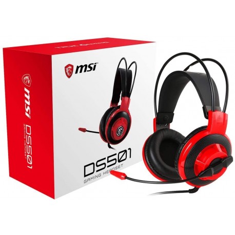 AUDIFONOS MSI GAMER DS501 ALAMBRICO MICROFONO INTEGRADO 3.5MM NEGRO CON ROJO (DS501 GAMING HEADSET)