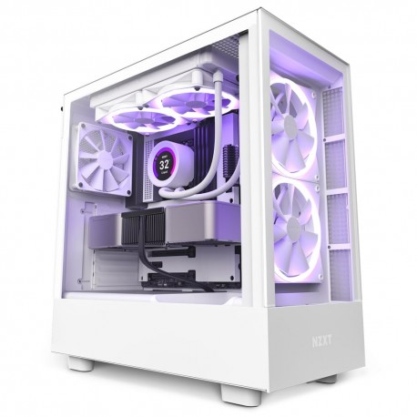 GABINETE NZXT H5 ELITE CON VENTANA RGB MIDI TOWER MINI ITX MICRO ATX USB SIN FUENTE VENTILADORES ARGB BLANCO (CC-H51EW-01)