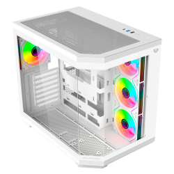 GABINETE BALAM RUSH TANK MASTER 9600 TB VENTANA RGB MIDI-TOWER SIN FUENTE 3 VENTILADORES RGB INSTALADOS BLANCO (BR-938686)