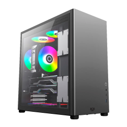 GABINETE BALAM RUSH ERIS SPECIAL GM985 CON VENTANA MIDI TOWER ATX/MICRO-ATX/MINI-ITX SIN FUENTE SIN VENTILADOR GRIS (BR-935654)