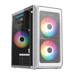 GABINETE ACTECK DOOM PRO CRYSTAL GI730C MINI-TOWER MICRO-ATX/MINI-ITX USB 2.0/3.0 FUENTE DE 600W 3 VENTILADORES INSTALADOS BLAN
