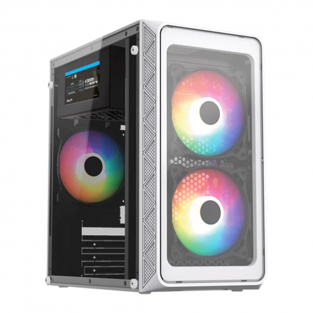 GABINETE ACTECK DOOM PRO CRYSTAL GI730C MINI-TOWER MICRO-ATX/MINI-ITX USB 2.0/3.0 FUENTE DE 600W 3 VENTILADORES INSTALADOS BLAN