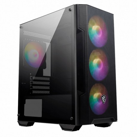 GABINETE MSI MAG FORGE M100A MIDI-TOWER MICRO-ATX/MINI-ITX USB 2.0/3.0 SIN FUENTE 4 VENTILADORES INSTALADOS NEGRO (MAG FORCE M