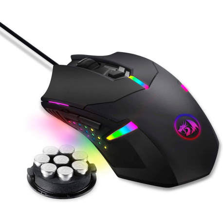 MOUSE GAMER REDRAGON CENTROPHORUS M601 ALAMBRICO ERGONOMICO USB A 7200DPI RGB AMBIDIESTRO 6 BOTONES PROGRAMABLES NEGRO (M601-RG