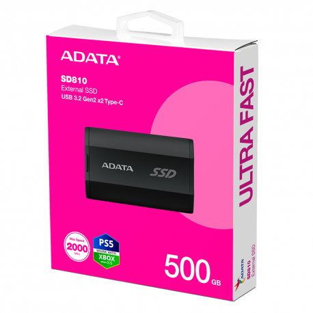 UNIDAD DE ESTADO SOLIDO SSD EXTERNO ADATA 500GB SD810 USB 3.2 NEGRO (SD810-500G-CBK)