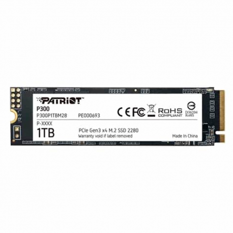 UNIDAD DE ESTADO SOLIDO PATRIOT P300 NVME SSD M.2 1TB 423 MB/S ESCRITURA 2100 MB/S LECTURA PCI EXPRESS 3.0 (P300P1TBM28)