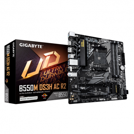 TARJETA MADRE GIGABYTE B550M DS3H AC R2 MICRO-ATX AM4 UP TO 128GB DDR4 HDMI DP (B550M DS3H AC R2)