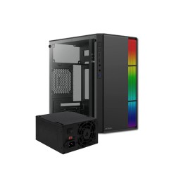 GABINETE ACTECK FUSION II GI440 MICRO TORRE FUENTE 500W PANEL IZQ ACRILICO RGB NEGRO (AC-935753)
