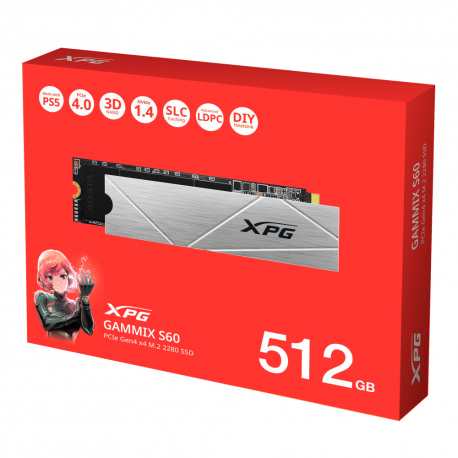 UNIDAD DE ESTADO SOLIDO SSD XPG GAMMIX S60 NVME M.2 512GB 1700 MB/S ESCRITURA 4700 MB/S LECTURA PCI EXPRESS 4.0 (AGAMMIXS60-512
