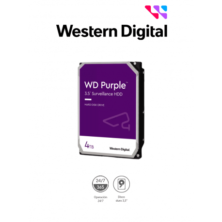 DISCO DURO INTERNO WESTERN DIGITAL 4TB 3.5 SATA PURPLE (WD44PURZ)
