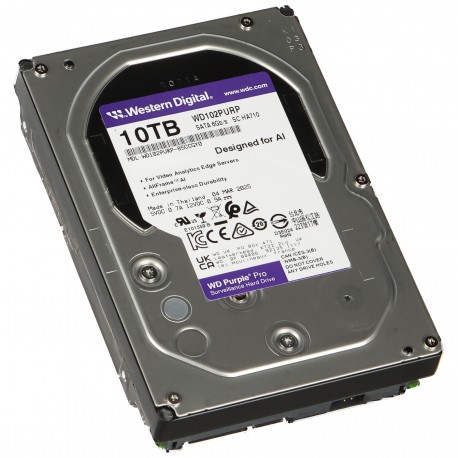 DISCO DURO PARA VIDEOVIGILANCIA WESTERN DIGITAL WD PURPLE PRO 3.5 PULGADAS 10TB SATA 6 GBIT/S 512MB CACHE (WD102PURP)