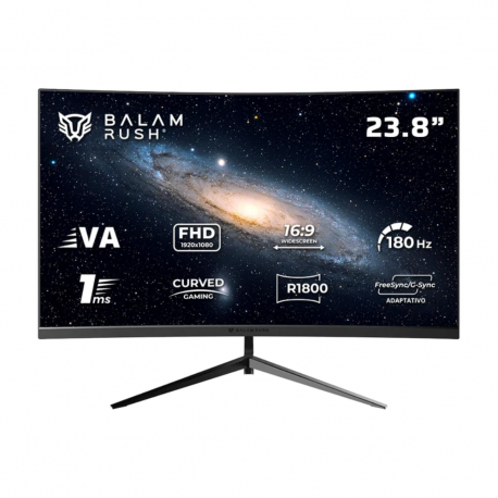 MONITOR GAMER CURVO BALAM RUSH ANDROMEDA MAG24Y LED 23.8 PULGADAS 1920X1080 FULL HD G-SYNC/FREESYNC 180HZ HDMI/DISPLAYPORT NEGR