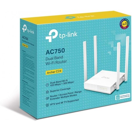 ROUTER TP-LINK ARCHER C24 WI-FI 4 ANT DUAL BAND AC750 (ARCHER C24)